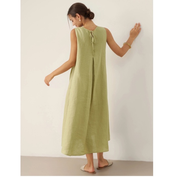 100% Linen Sleeveless A-Line Maxi Dress TARA - Picture 9 of 10
